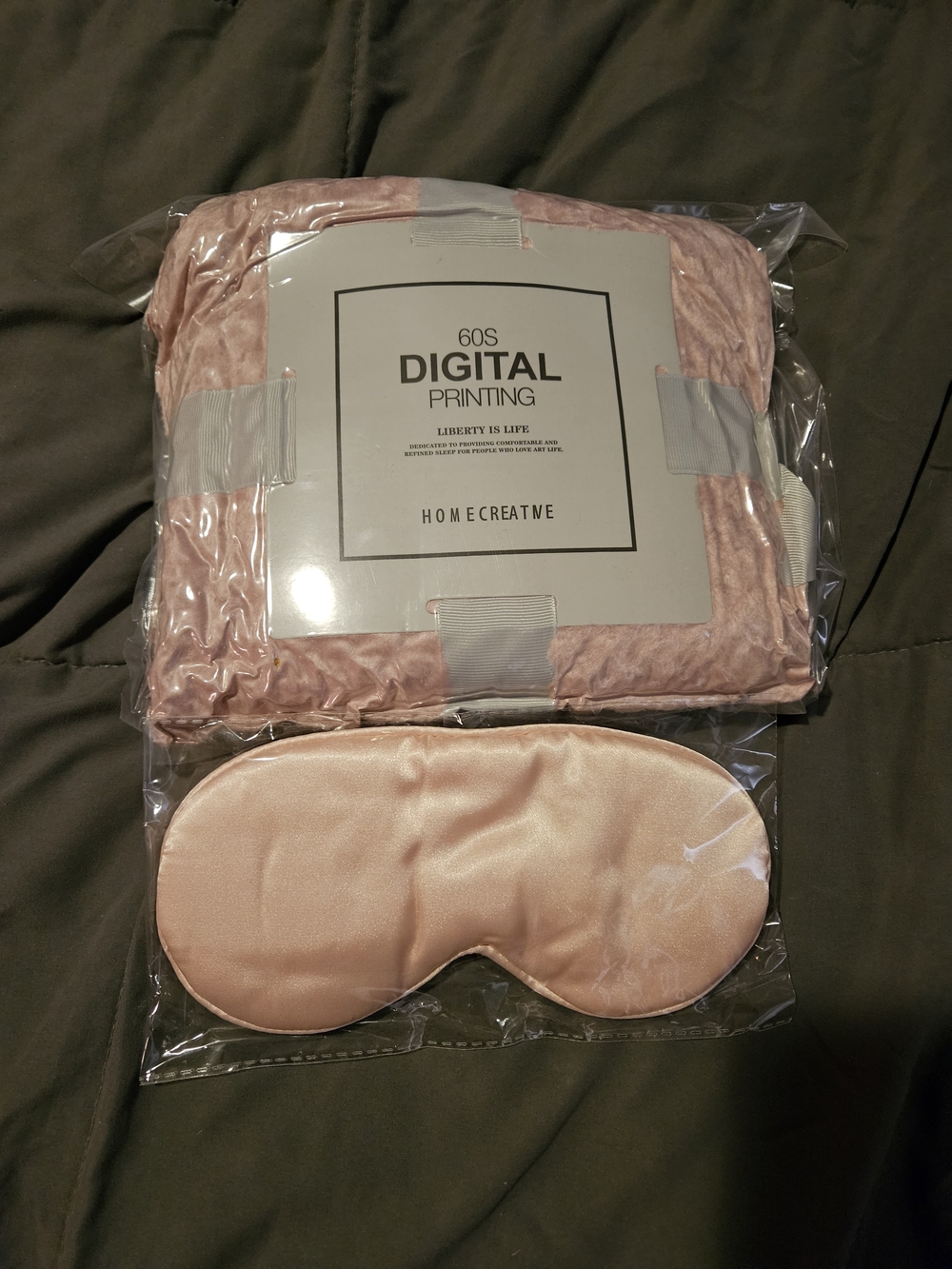 Pink Velvet Sleep Mask and Blanket Set